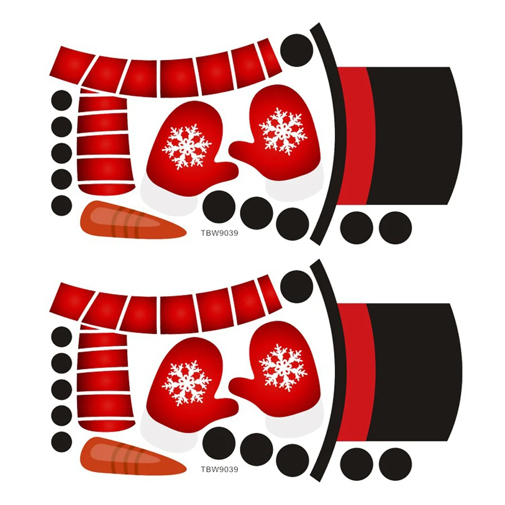 

2Pcs Christmas Snowman Refrigerator Stickers Double Sided Fridge Decors Home Office Kitchen Festive Stickers Fridge Decors