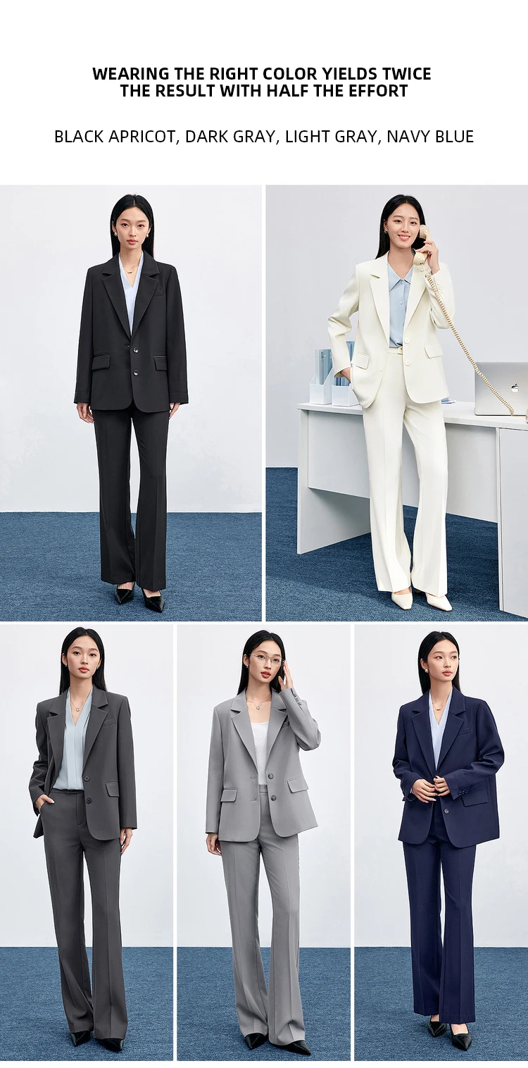 SENTUBILA Einfarbige Blazer für Damen 2026 Herbst Reverskragen Einreihig Zweiknopf Gerade Locker Sitzender Maßgeschneiderter Mantel 153XC8811X – Detail 17