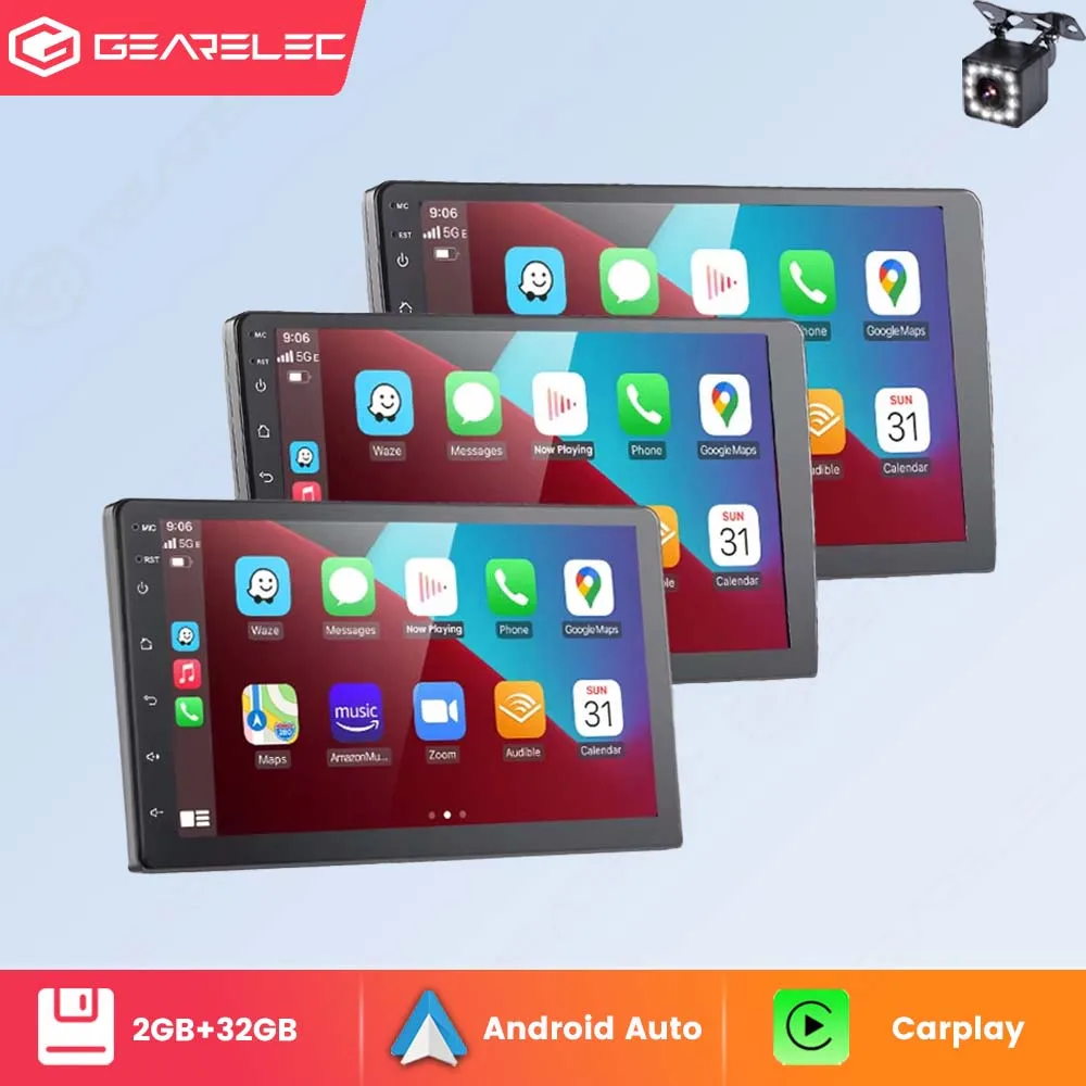 GEARELEC 7,9,10 Inch Car Radio 2 Din Android 13 Carplay Android Auto Universal Car Multimedia Player Autoradio HD Touch Screen