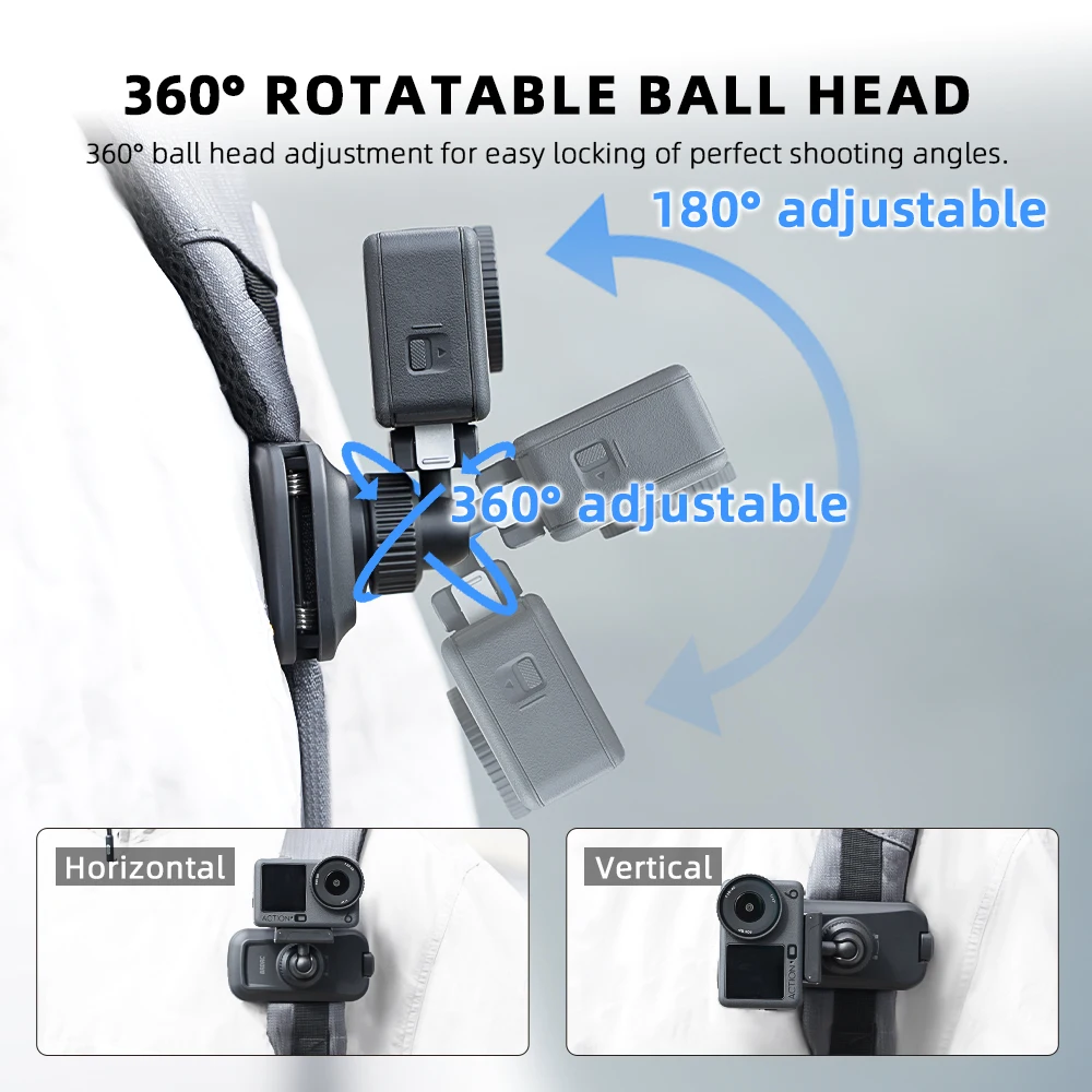BRDRC Backpack Mount for DJI Action 6/5 Pro/4 Camera Accessories 360° Rotation Magnetic Backpack Clip Quick-Release Adapter view 4