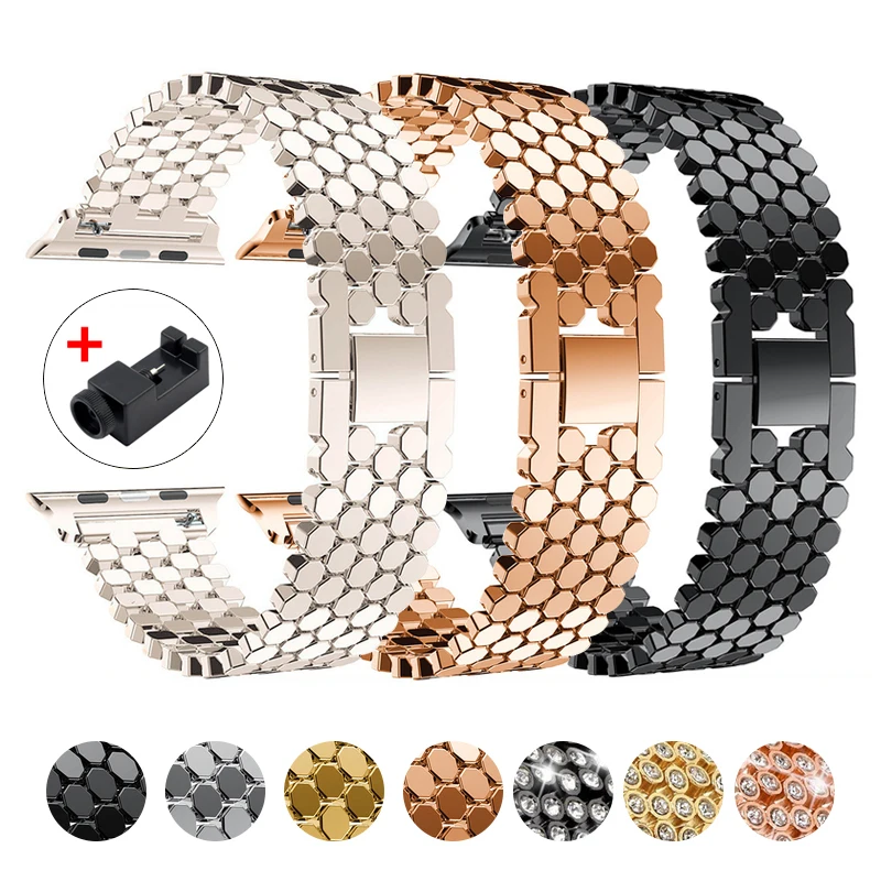 

Stainless Steel Watch Band Strap for Apple Watch 8 Ultra 49mm 7 41 45mm 6 SE 5 4 3 40 44mm Wristband for iwatch 38 42 baracelet