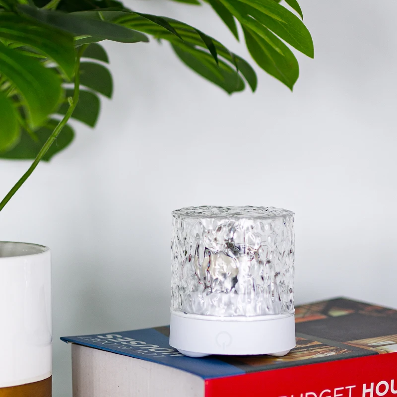 RGB Night Light Dynamic Water Ripple Ambiance Desk Lamp USB Rechargeable for Living Room Bedroom Bedside Gift Water Crystal Lamp