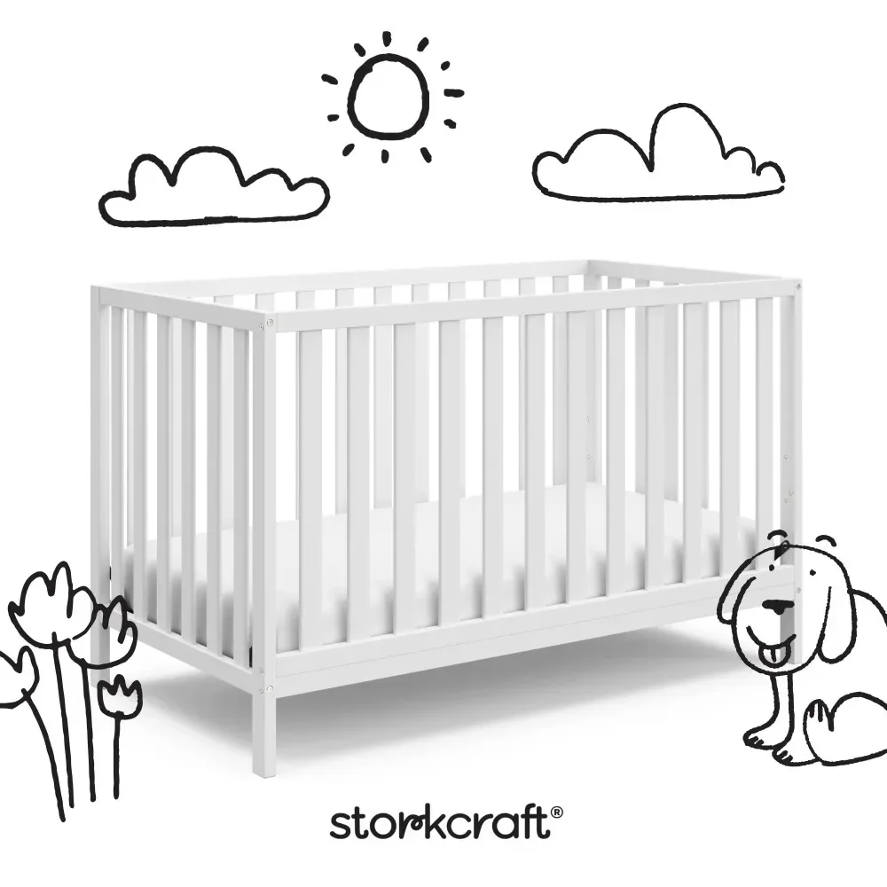 

Modern 4-in-1 Convertible Baby Crib, Transitional crib with Adjustable Mattress Height, Convertible