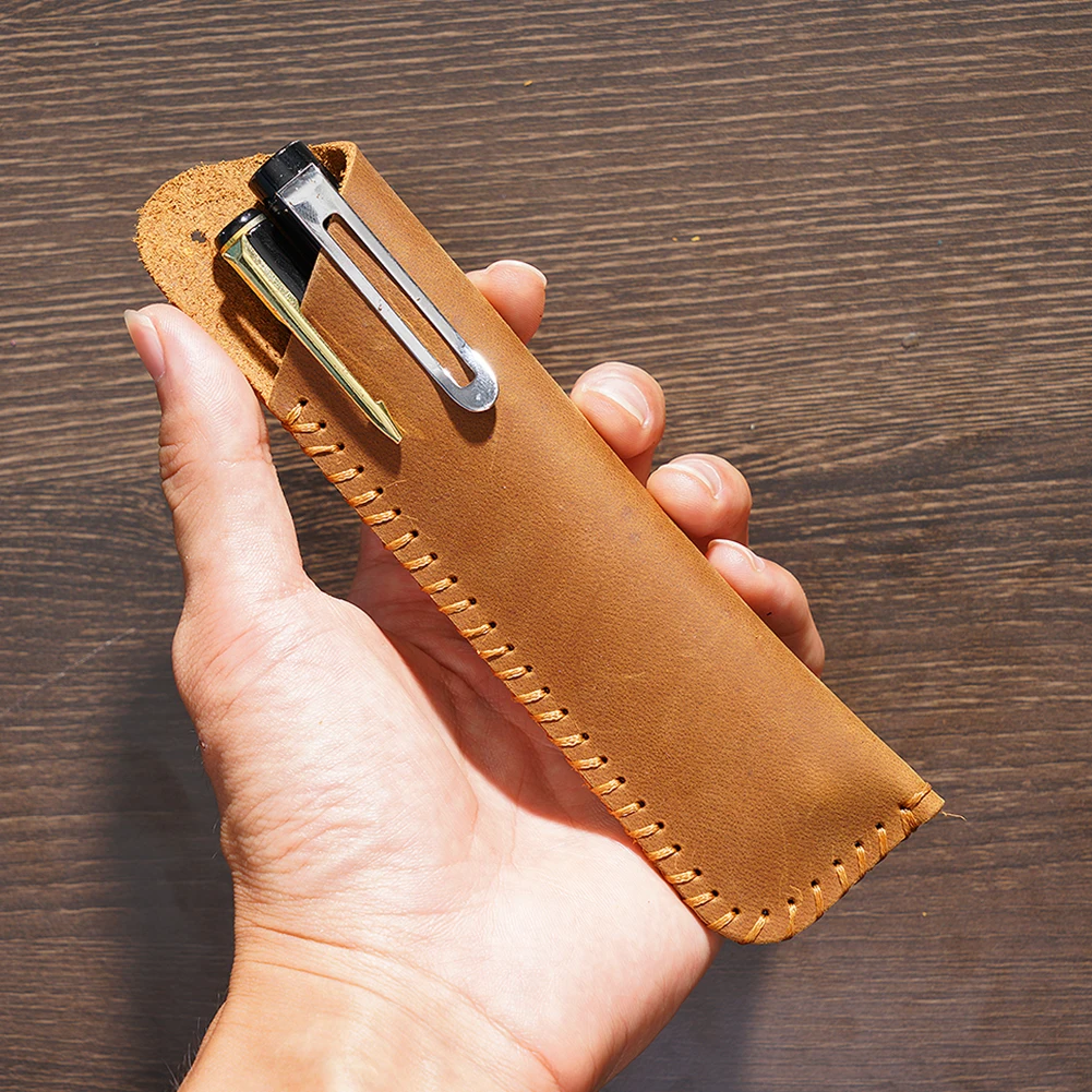Etui na długopis z prawdziwej skóry Vintage Pojedyncze etui na długopis do pióra kulkowego Rollerball