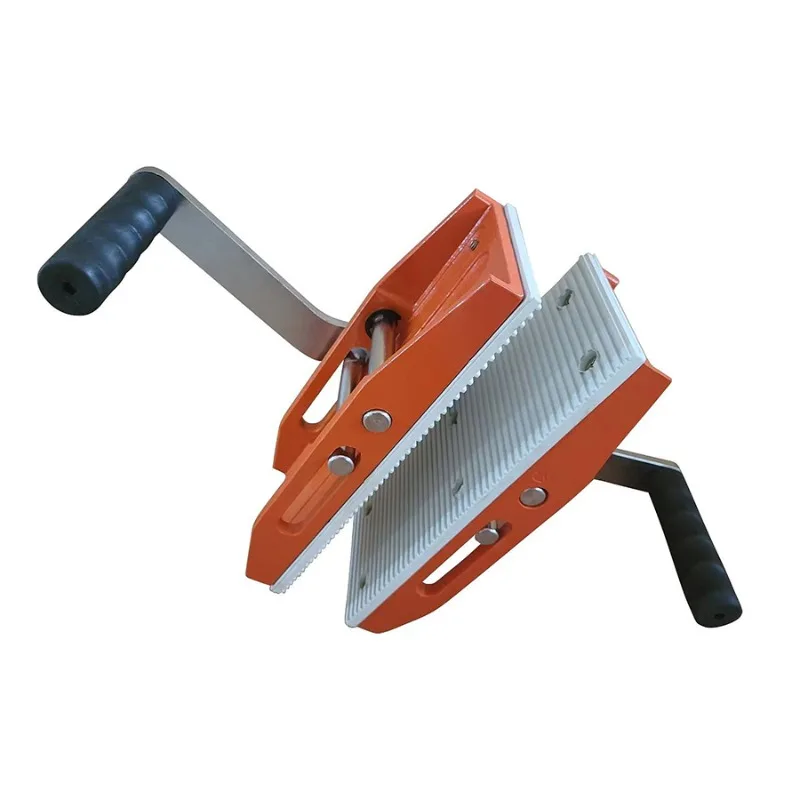 Painted steel hand-held clamp for metric measuring systems for granite and marble slabs