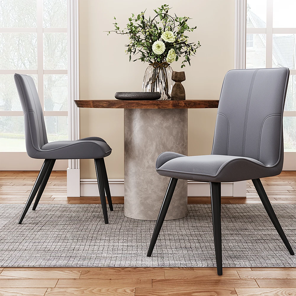 Grey Set of 2 Velvet Upholstered Dining Chairs for Living Room Garden Kitchen Bedroom