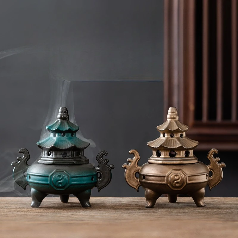 Quemador chino Zen de tai chi de tres patas, quemador de aromaterapia de chismes, adorno para el salón, hogar creativo para interiores