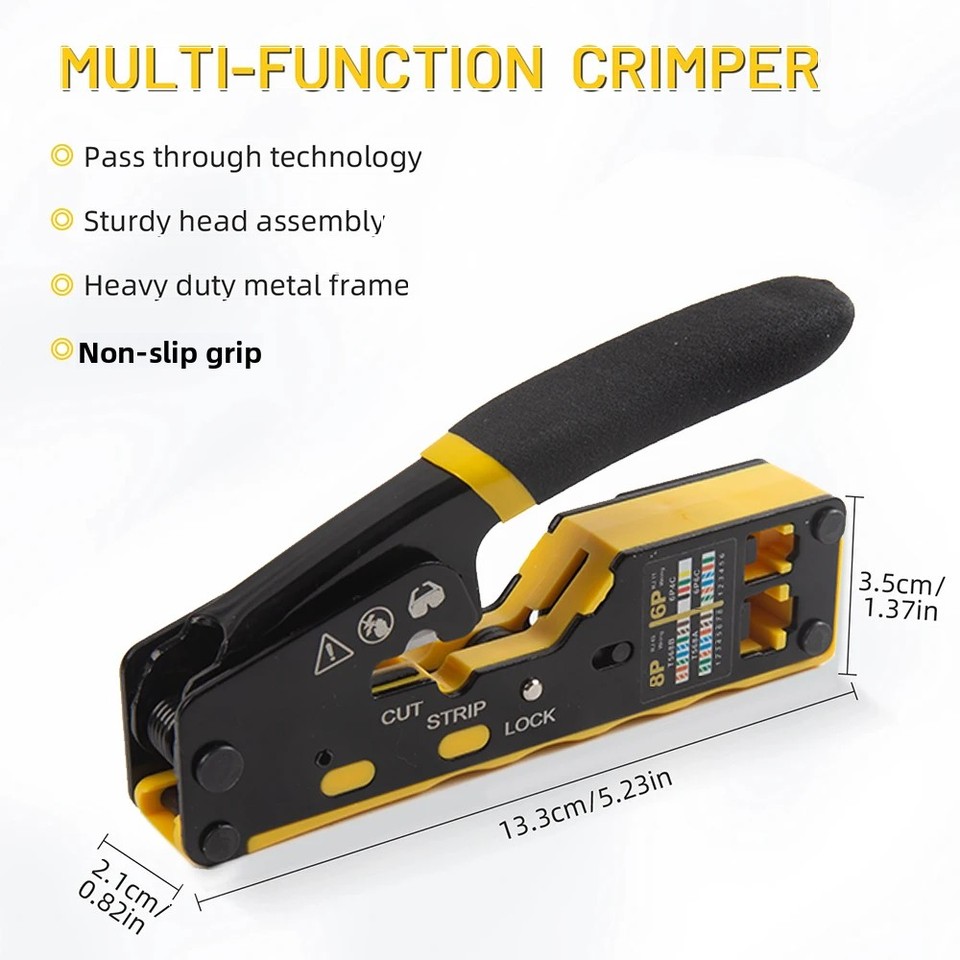  6088 Through-Hole Wire Crimper 8P6P Dual-Use Pliers for RJ45 Punch-Down RJ45 Crystal Head 
