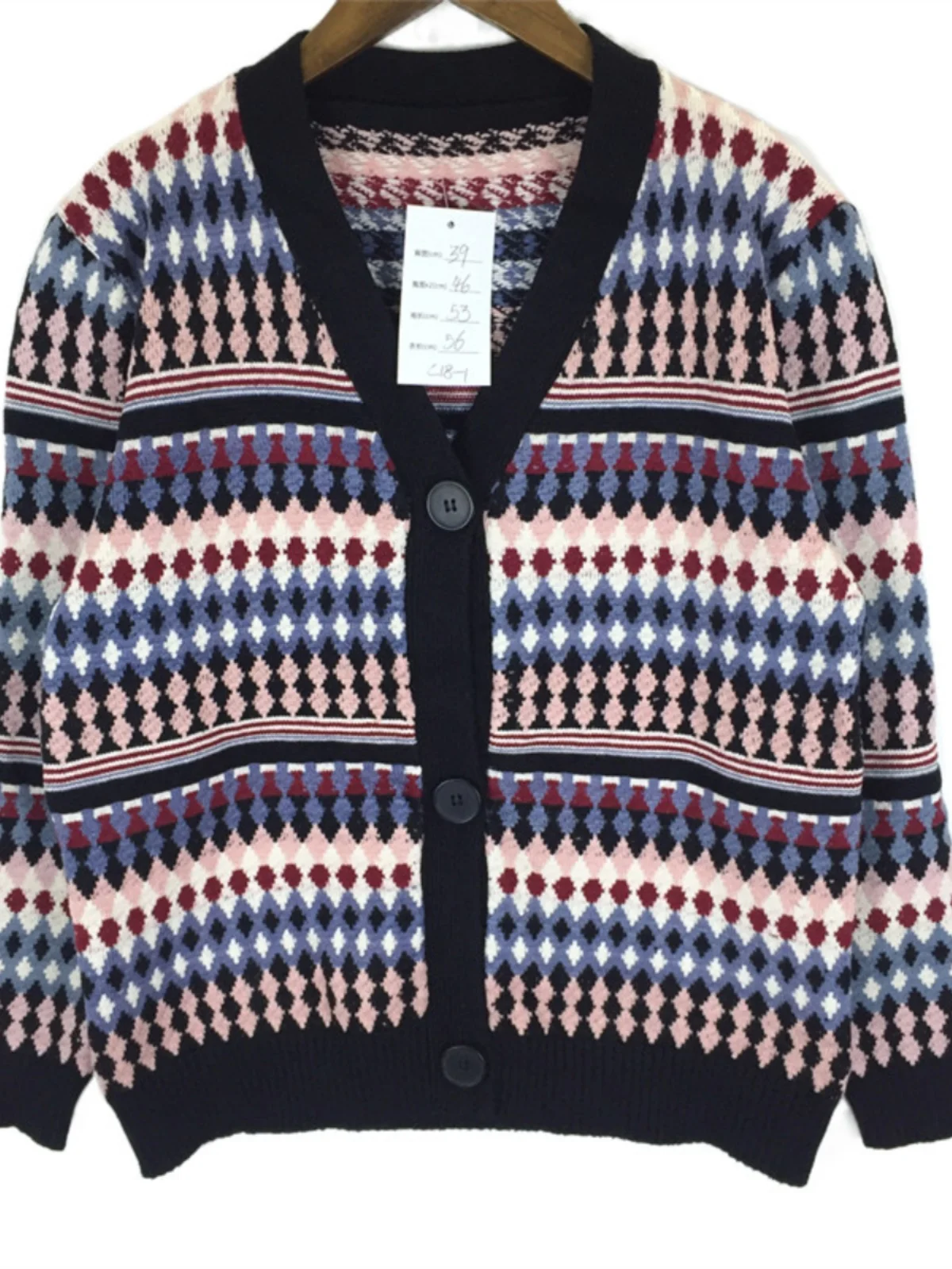 سترة صوفية عتيقة نمط الماس تنوعا فتاة ناعمة الكرتون طباعة سترة دافئة طويلة Sve جولة Ne الأعلى