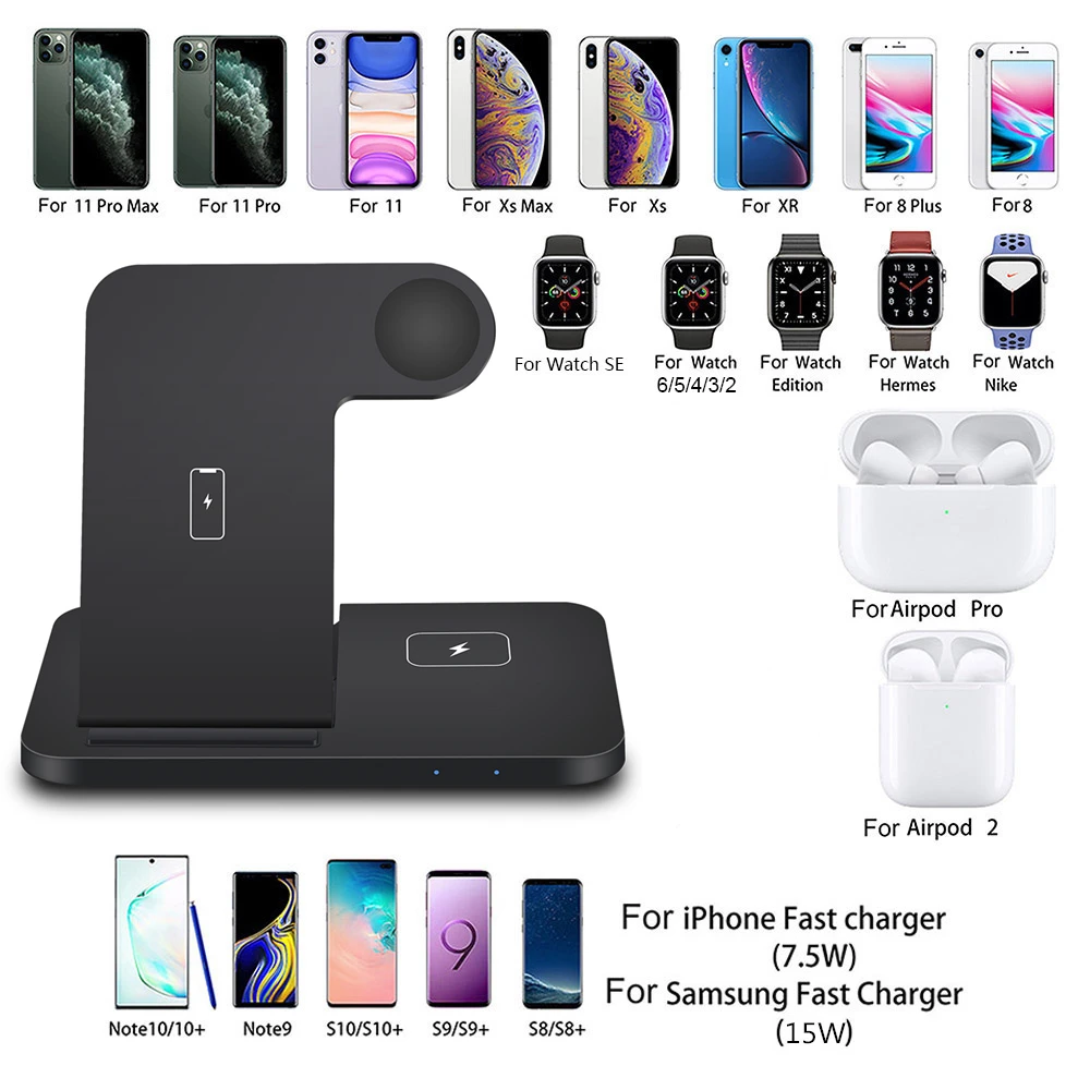 

The New Product 3 In 1 Wireless Charger Is Suitable For IPhone12 11 XS XR X 8 Mobile Phone And Watch Headset 15W+5W+2W Charging