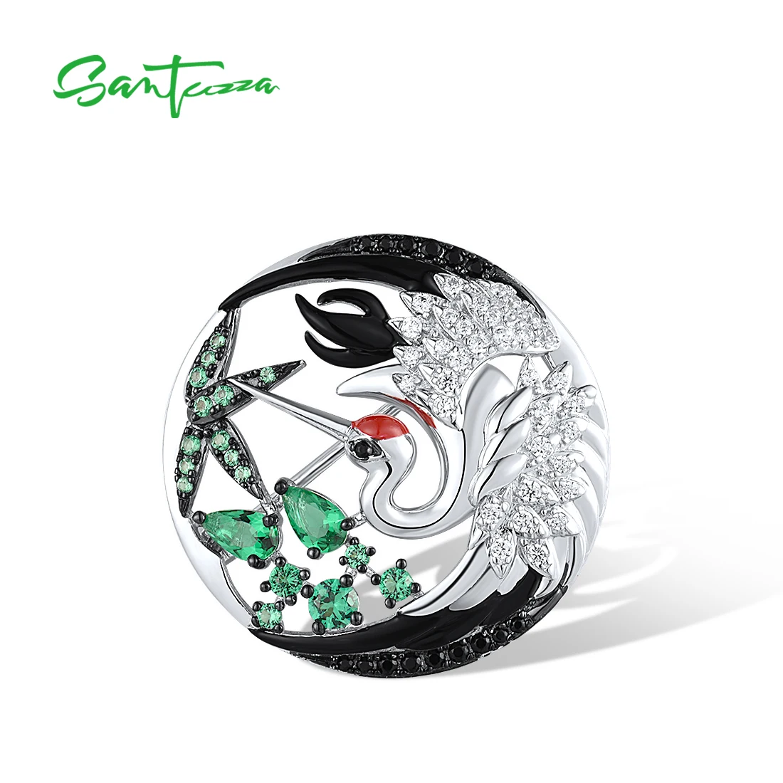 santuzza broche de prata 925 pura para mulheres joalheria fina brilhante branco cz verde preto espinelio coroado vermelho presentes de festa 01