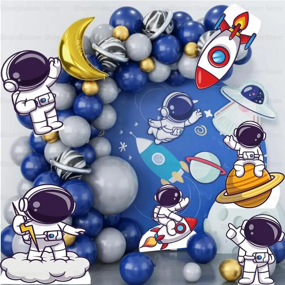 12/18/24/36inch Astronaut KT Board Rocket Cutout for Birthday Decoration Boy Baby Shower Outer Space Theme Party Supplies