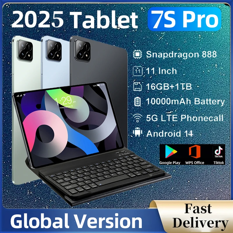 

New 2025 Global Version Xioami Pad 7S Pro Tablet Android 14 Snapdragon 888 20000mAh 16GB+1TB 5G Dual SIM Card HD 4K Tablet PC