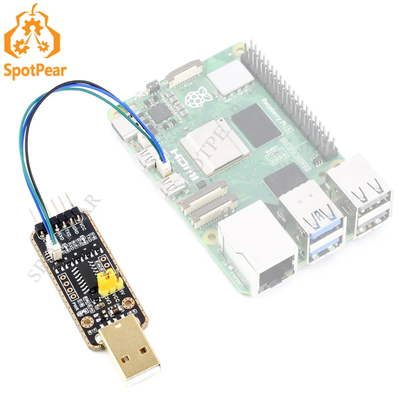 

Raspberry Pi5 USB To UART Debugger Module Onboard UART Connector Type-A Port for Pi 5