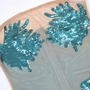 Frauengriff ohne Griffe, Patchwork -Mesh -Jumpsuit, schlanker Overall, Perspektive, sexy, Nachtclub, Party, Sommer, 2024 10 Hauptverkaufs -Pailletten -Jumpsuit - №5