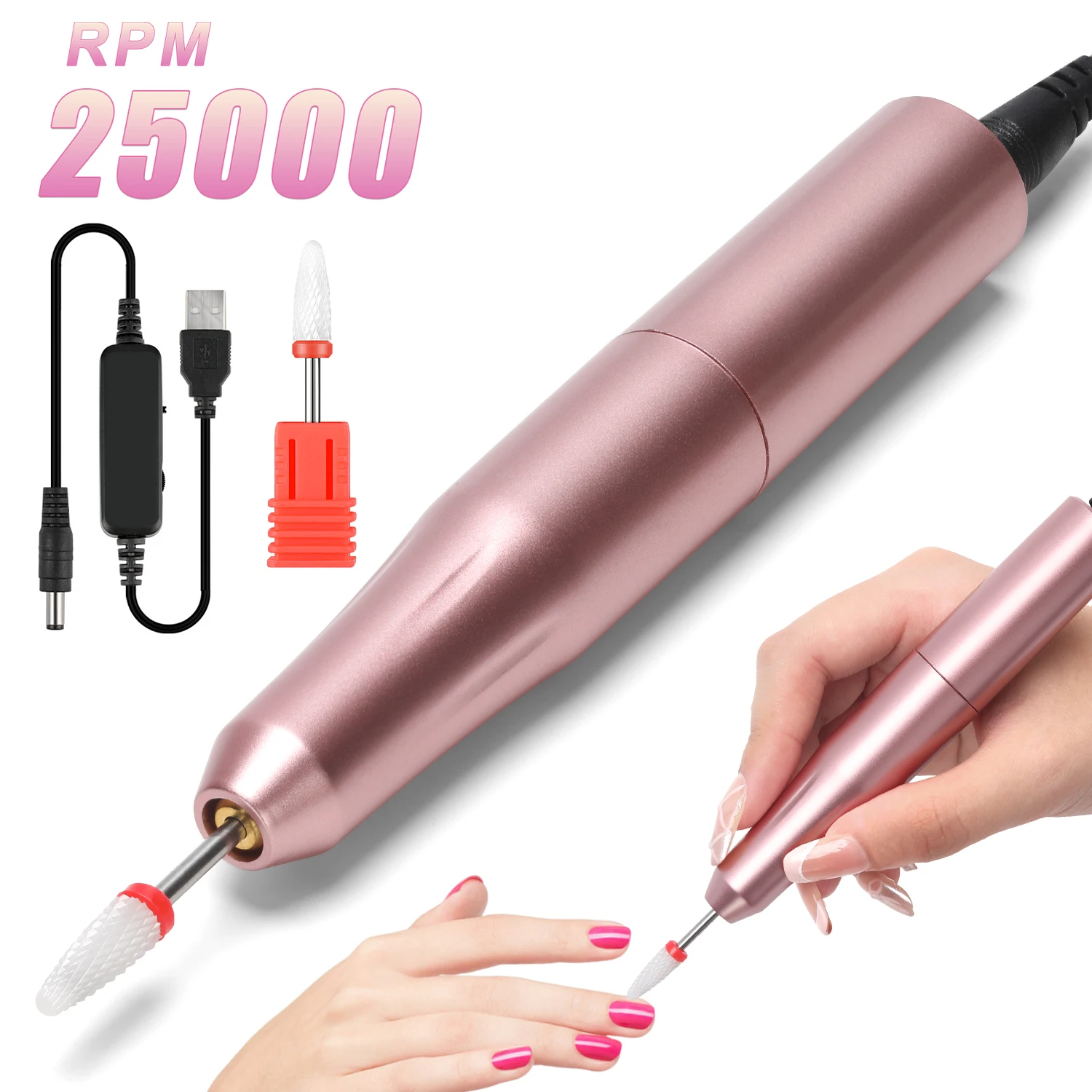

Professional Electric Nail Drill Acrylic gel Nail Kit - Portable manicure and pedicure kit for shaping and polishing