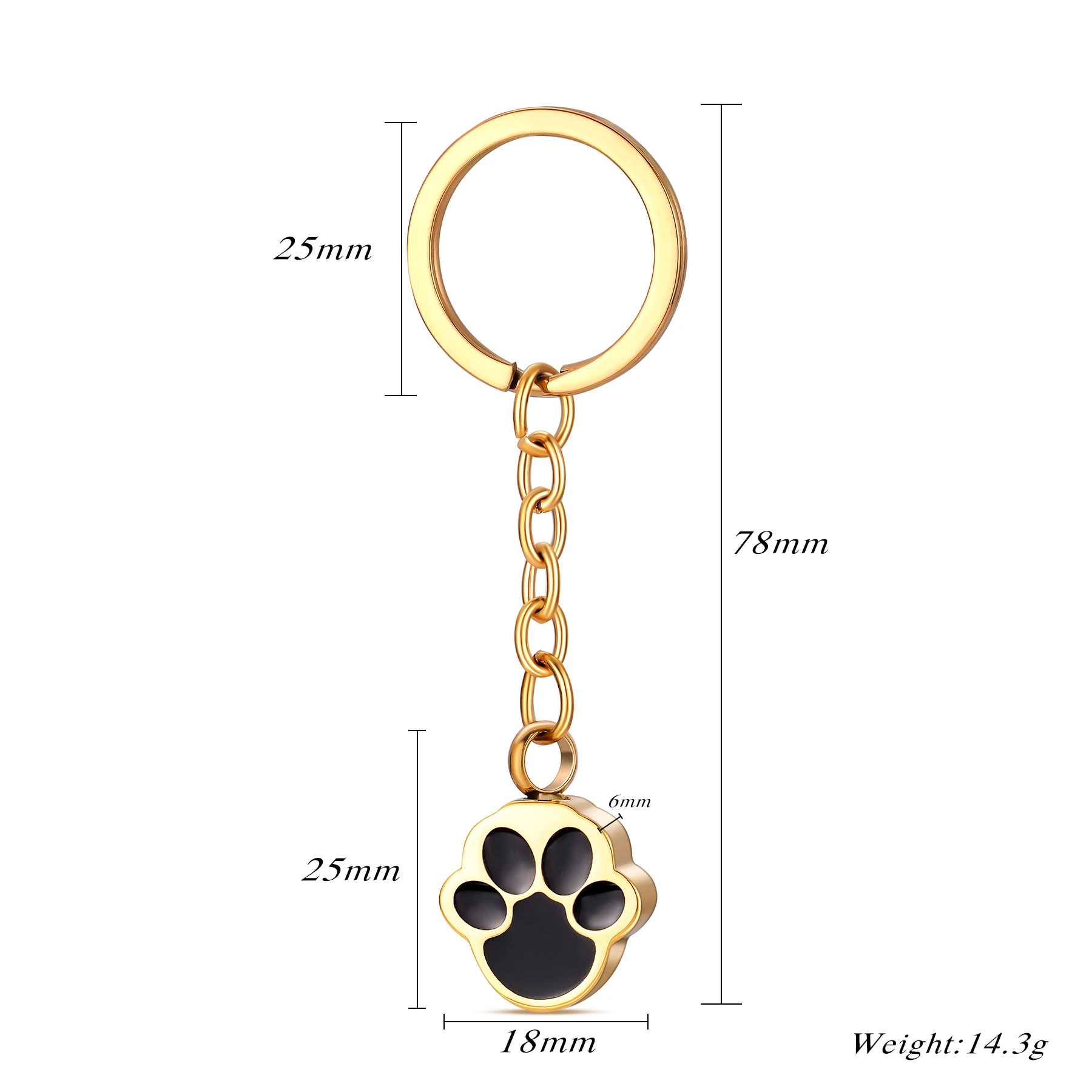 Pet Paw Print Urn Memorial keychain Wholesale Stainless Steel Key ring Memorial Keepsake Ashes Jewelry