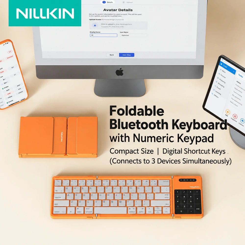 Android Tablet Gaming Accessories - NILLKIN Foldable Wireless Keyboard with Touchpad
