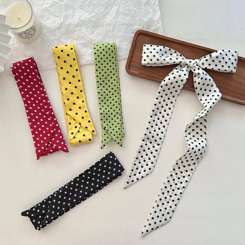 Bufanda estrecha de seda satinada para mujer, pañuelo estampado, bufandas para el cuello, bufanda fina de seda larga, banda para el pelo para el cuello, bolsa, diademas con cinta
