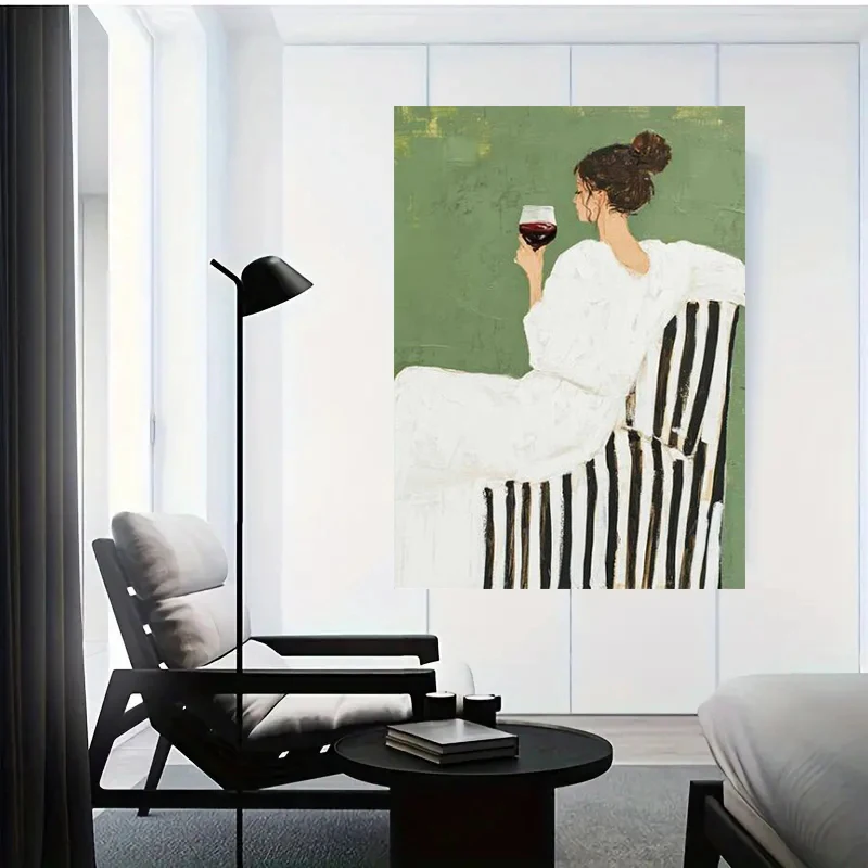 

100% Handmade Abstract Oil Painting On Canvas Elegant lady Wall Art Picture Thick large Mural For Home Living Room Decor Image