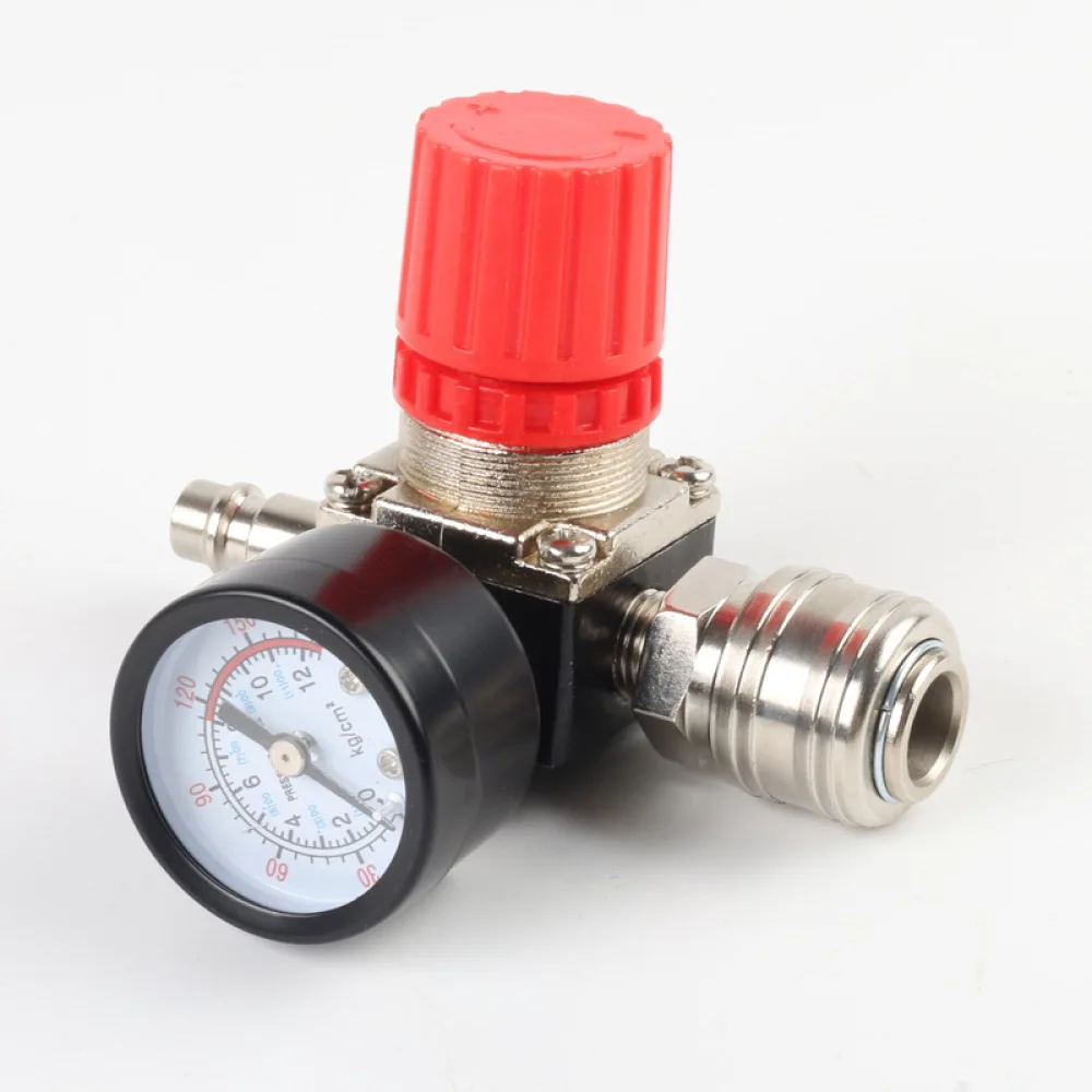 Pressure Reducing Valve 120PSI Gauge Air Compressor Regulator Square Iron Body German Connector Pneumatic Switch Tool