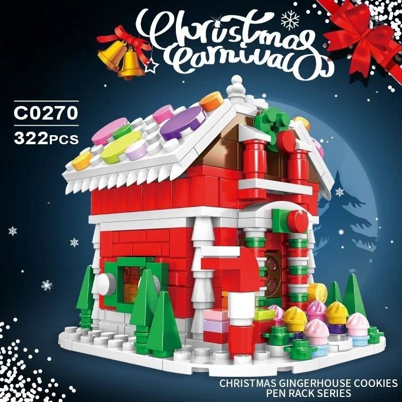 Small granular building blocks puzzle toys, assembling building models, Christmas decorations puzzle kit, Christmas gifts