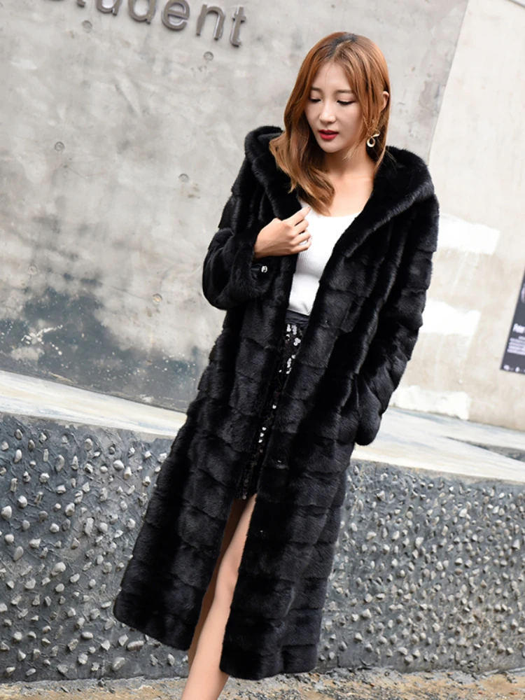 Abrigo de piel sintética para Mujer, abrigo de visón grueso y esponjoso de manga larga, prendas de vestir exteriores cálidas, chaqueta de piel de lujo, abrigos largos elegantes para Mujer Bontjas