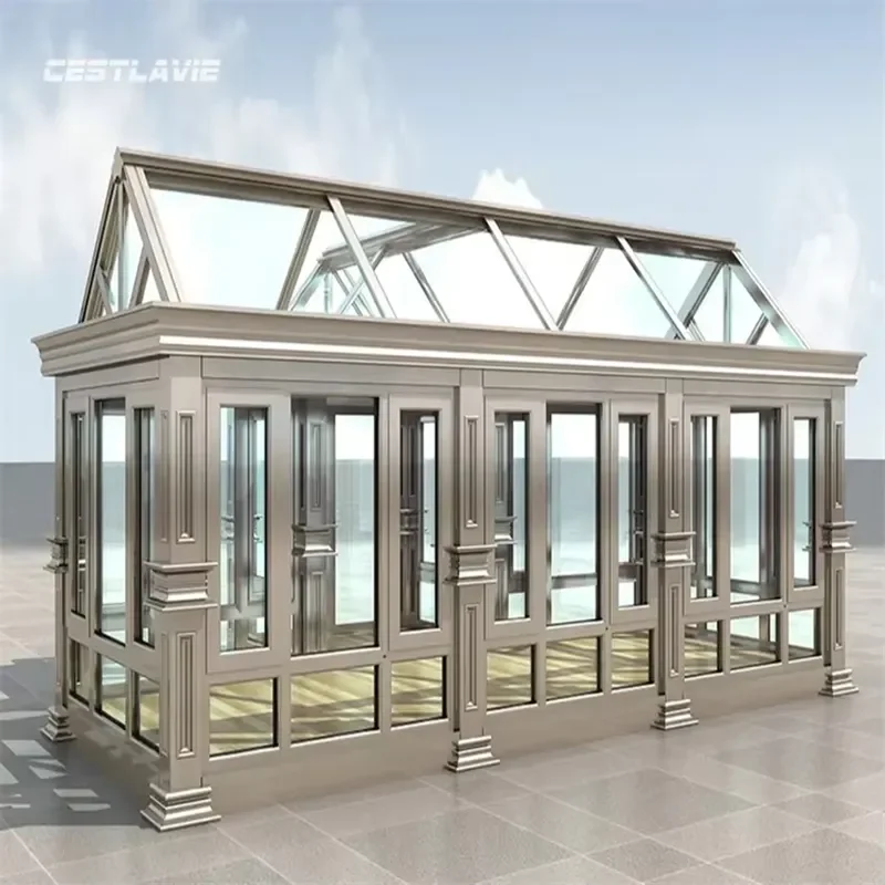 Winter Garden Independent Sunroom Villa with Electric Sunshade Aluminum Alloy Tempered Glass All-Season Sunroom Glass Room