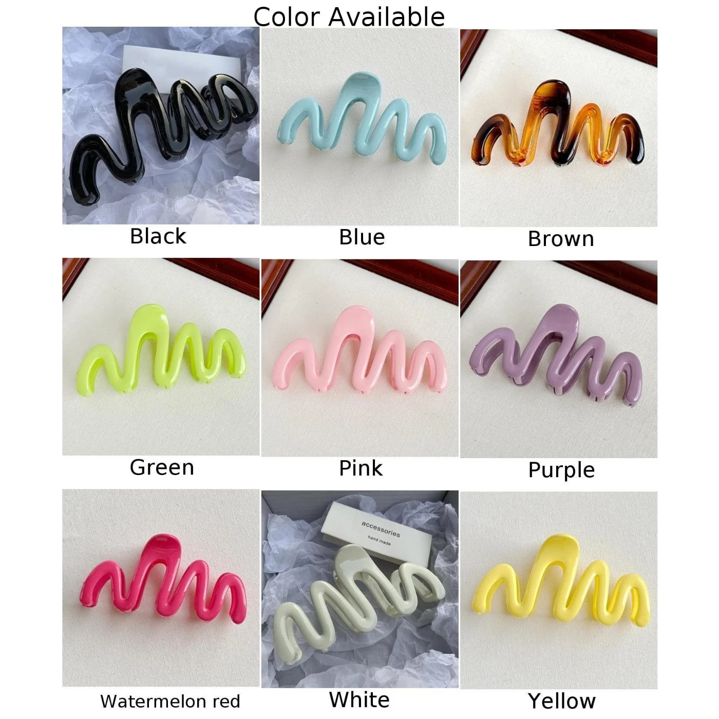 Headwear Hair Clip Casual Commuting Trendy Vintage Wave Claw Women Colorful Elegant Fashion Girls Hairpin Korean