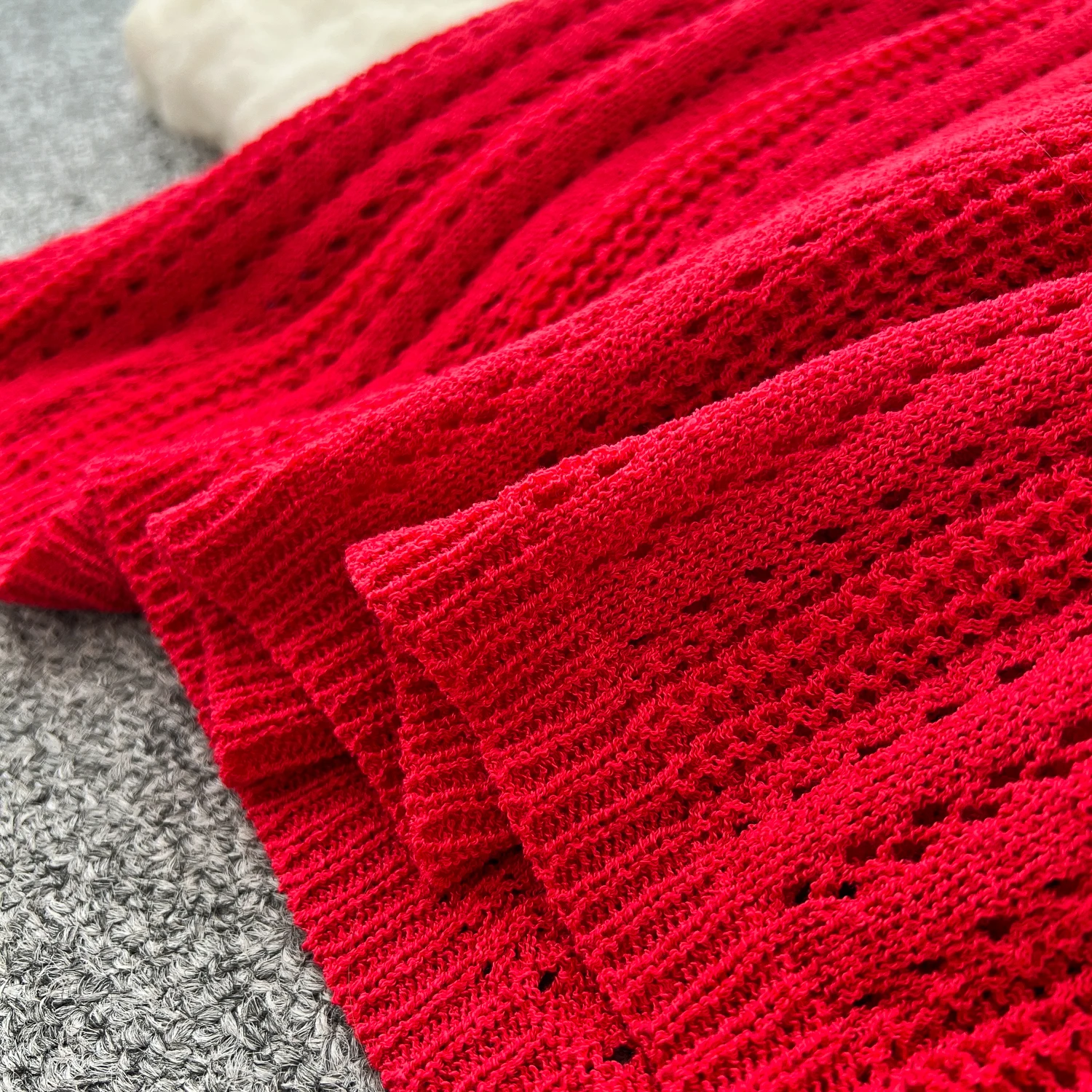 Chic vintage V-Neck Hook flower hollow Knit Elegant Fairy korean fashion Boho Sundress women clothing dress