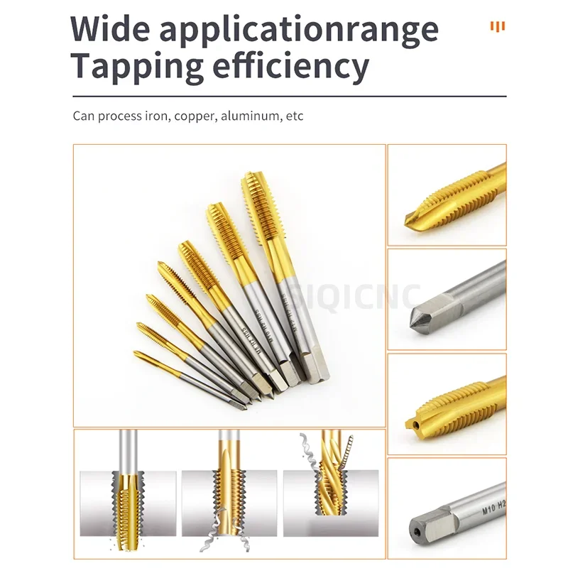 HSS Titanium Coating Screw Drill Bit M2 M2.5 M3 M3.5 M4 M5 M6 M8 M10 M12 Metric Straight Flute Thread Tap Hand Tools