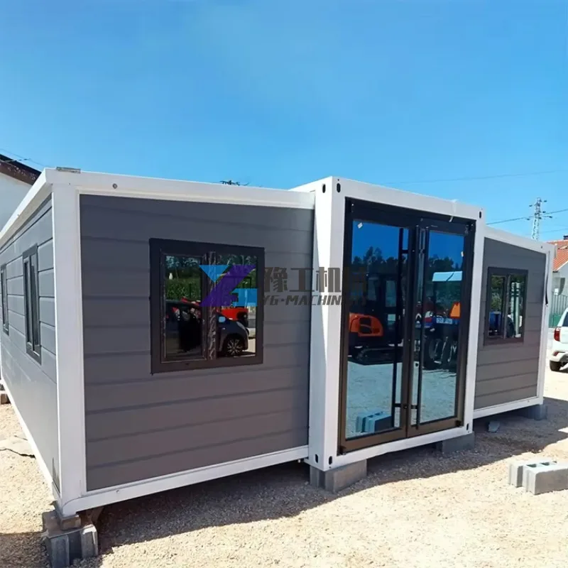 China's Prefab Mobile Folding Container House 3 in 1 Expandable Prefabricated Home with Two Rooms and One Hall