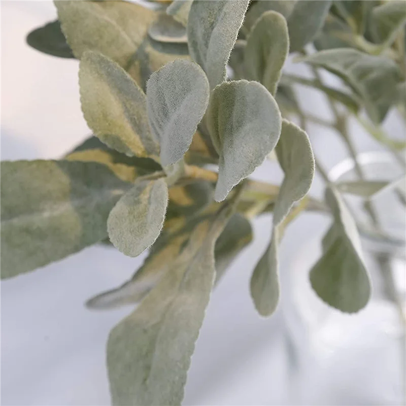 

Y50A-Faux Lambs Ear Stems 25Pcs Flocked Artificial Greenery Solid Spray Fake Ear Leaves For Home Wedding DIY Craft