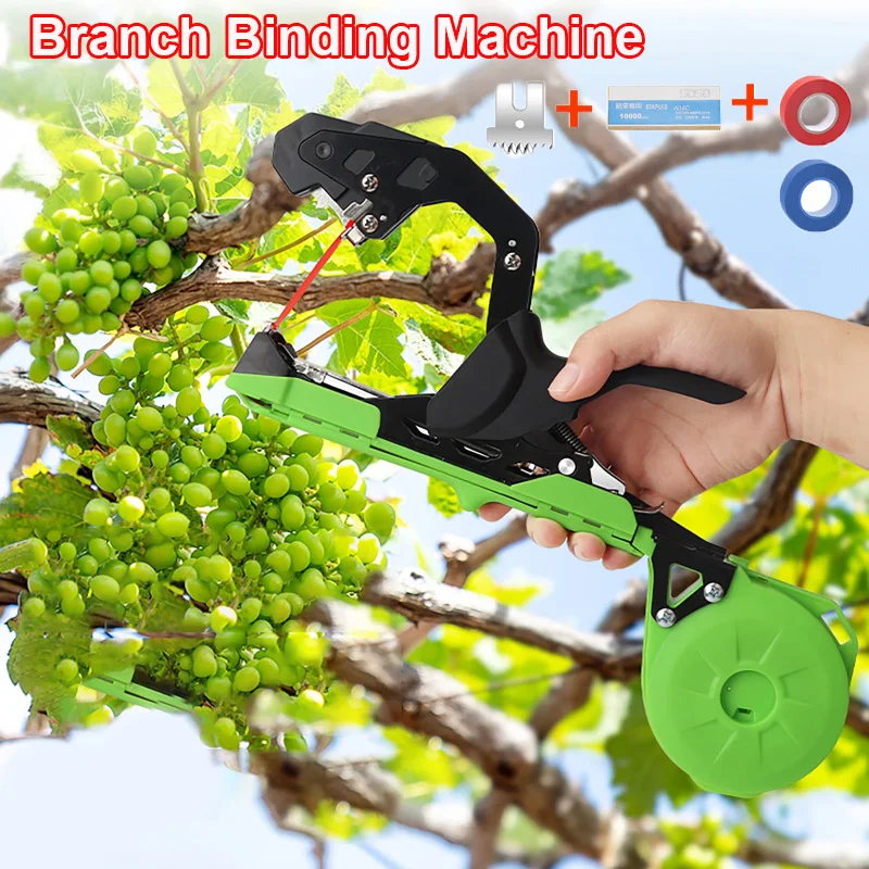 

Branch Binding Machine Light Branch Binding Device Automatic Tying Gardening Tool with 10pcs Strap for Grape Tomato Fruit Tree