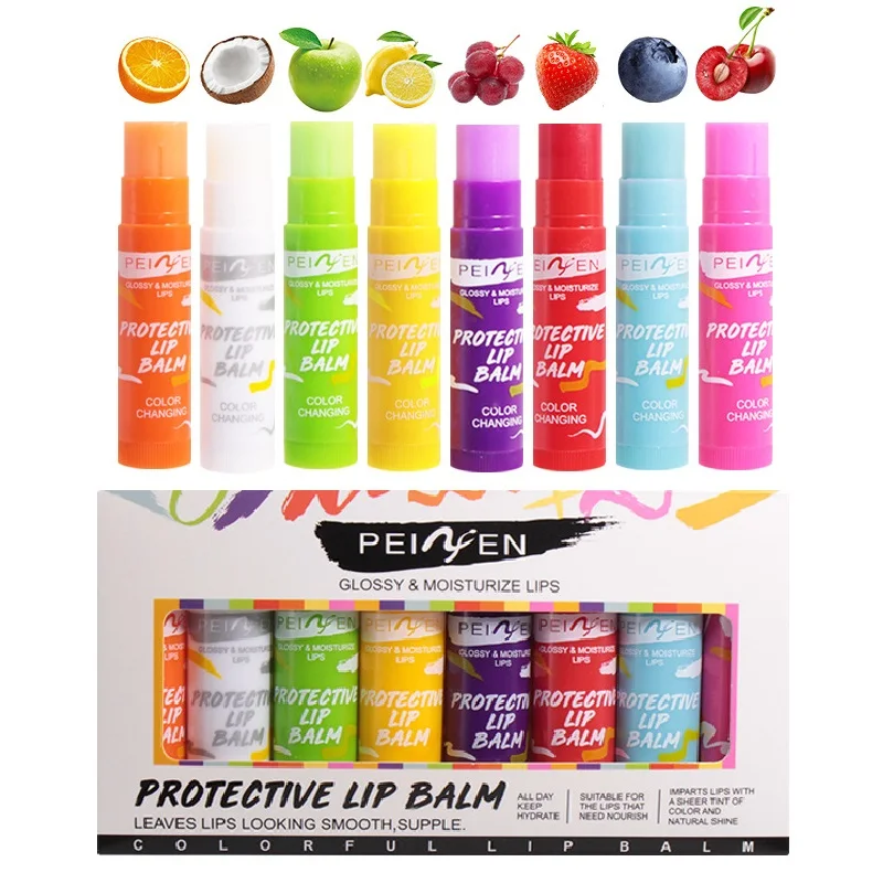 

8Pcs/Lot Fruit Flavor Moisturizing Lip Balm Nourishing Repairing Dry and Chapped Lips Colorful Lip Balm Lipstick Makeup