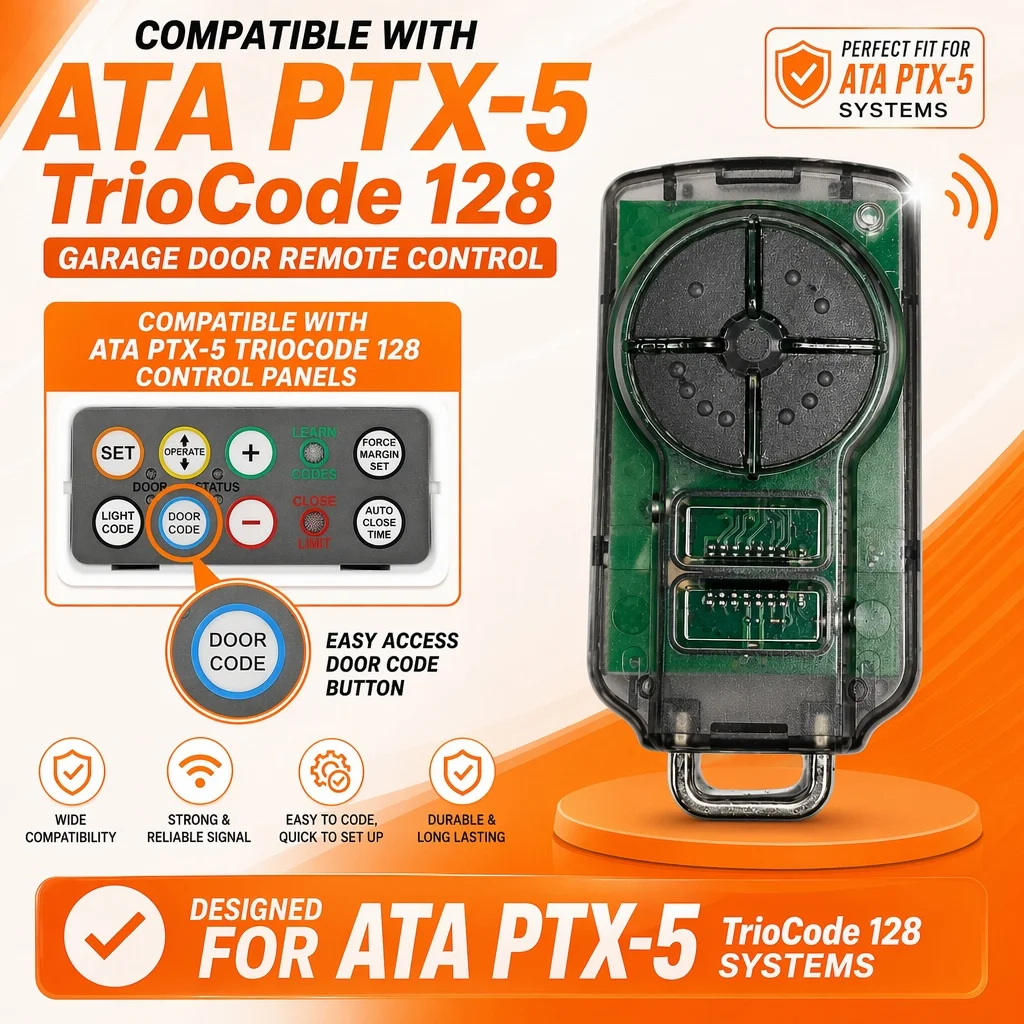 Garage Door Remote for ATA PTX5 TrioCode PTX-5V2 Compatible with  GDO 6v3/7v2/7v3 GDO-10v1 11v1 Garage Door Opener 433.92MHz