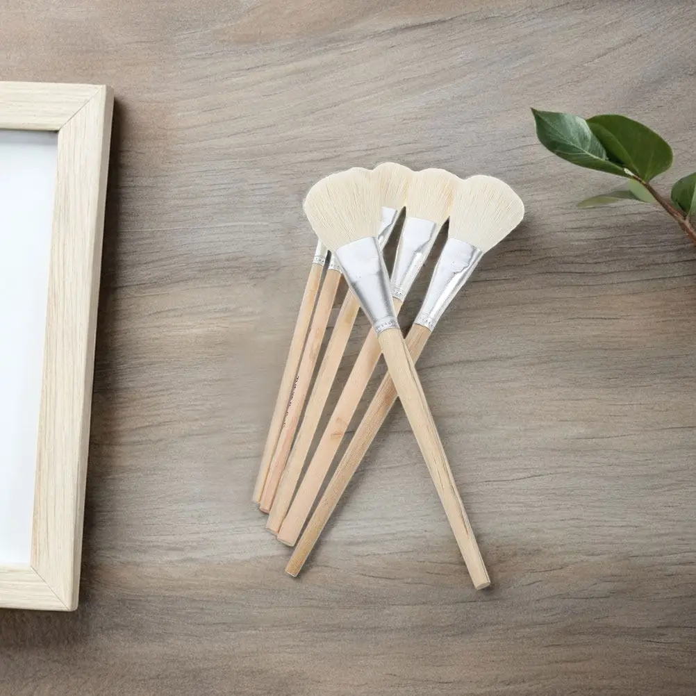 7Pcs Wool Paint Brushes Wooden Handle Reusable Soft Bristles for Watercolor Ceramic Pottery Glaze Blending Painting Supplies