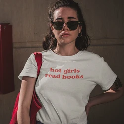 Hot Girls Read Books maglietta da donna maglietta grafica allentata in cotone Summer Fashion O Neck T-Shirt da donna Vintage Top Dropshipping femminile