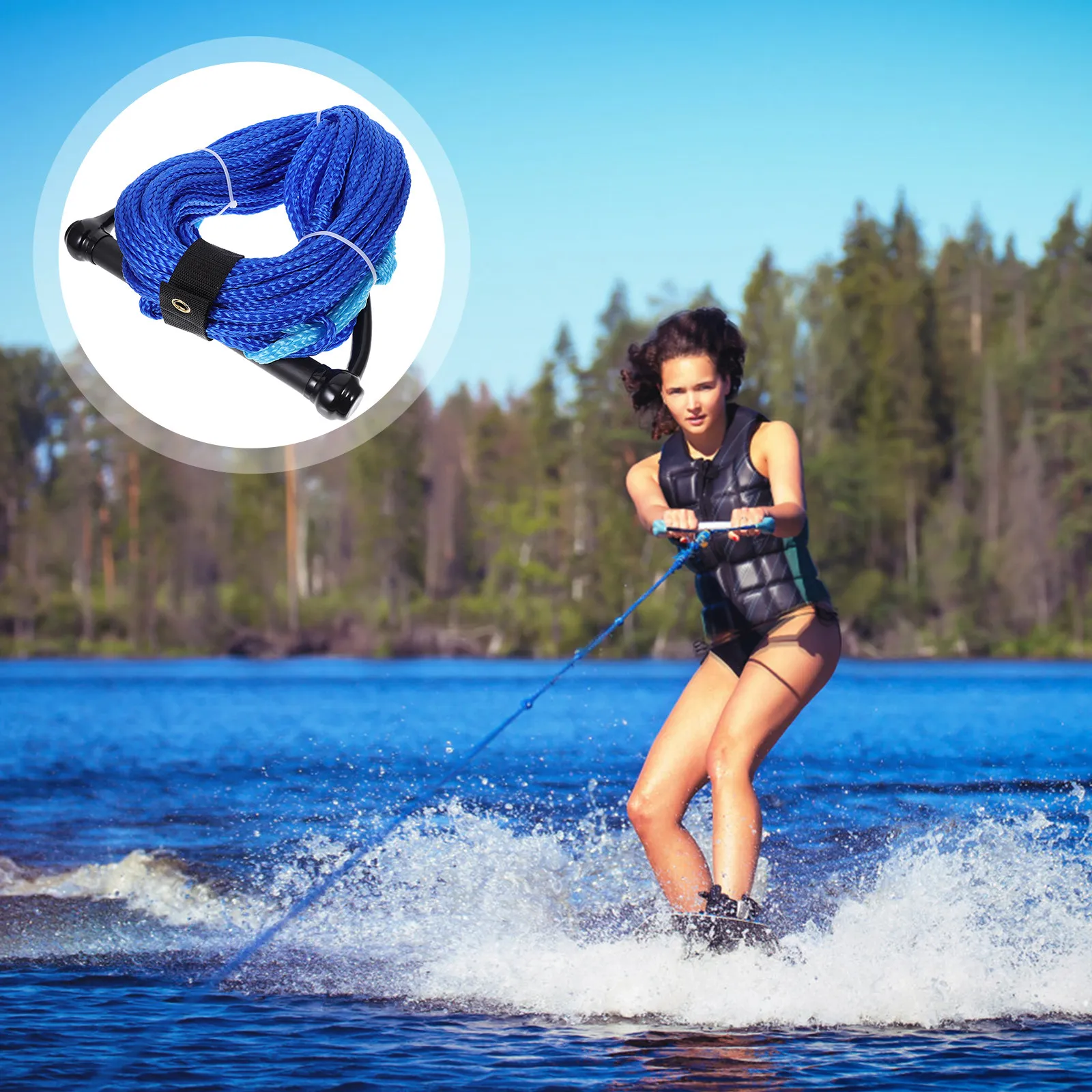 

1-Section Water Ski Rope for Beginners Nylon Wakeboard Kneeboard Tube Tow Rope Bright Uv Resistant Boating Watersports Accessory