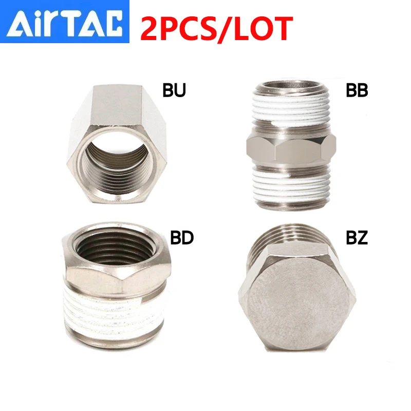 Airtac 2 Pcs/lotPneumatic Outer/Inner Wire Quick Connector BB/BD/BU-01-02-03-04 Thread Variable Diameter Straight