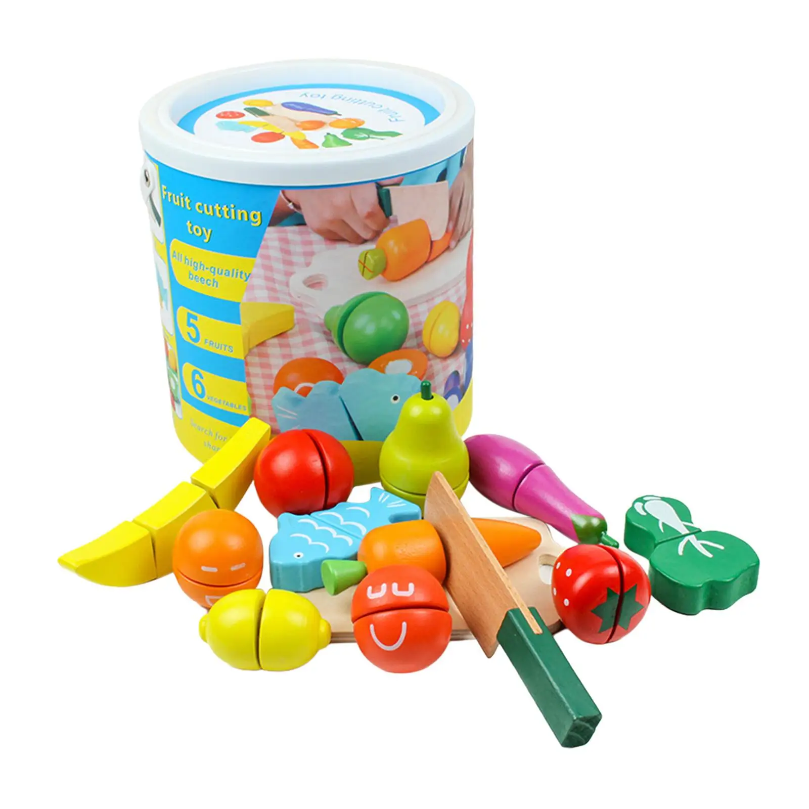 Gioca con il giocattolo del cibo set da gioco educativo finta giocattoli da cucina giocattoli da taglio in legno di frutta e verdura per bambini di età compresa tra 1 e 3 anni