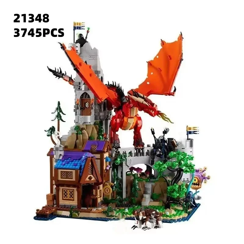 

21348 Red Dragon Story Castle Model Holiday Decoration 3745Pcs Brick Children Educational Toy