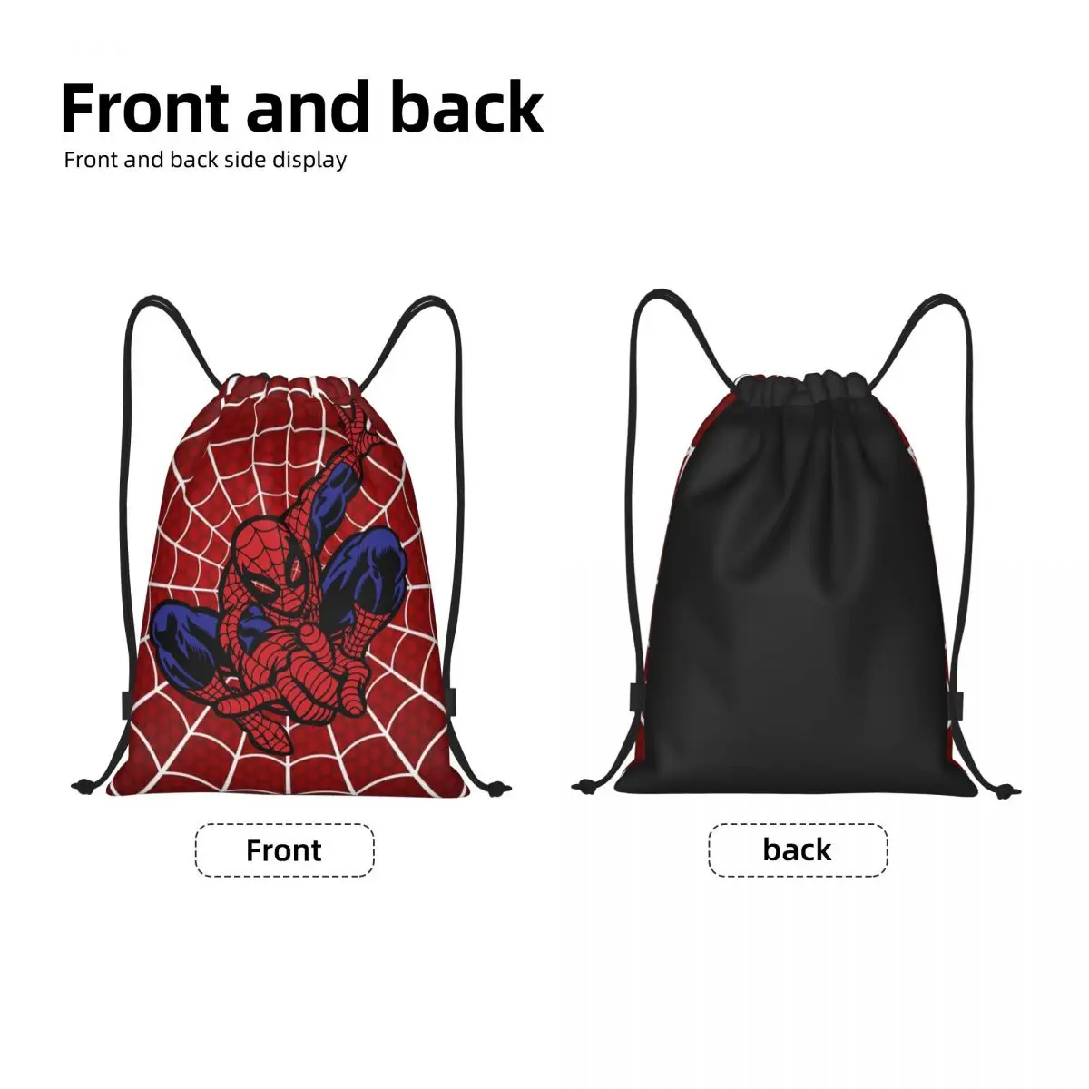 Mochila deportiva ligera con cordón para hombre y mujer, bolso con gesto de dedo personalizado de Spiderman, almacenamiento para gimnasio