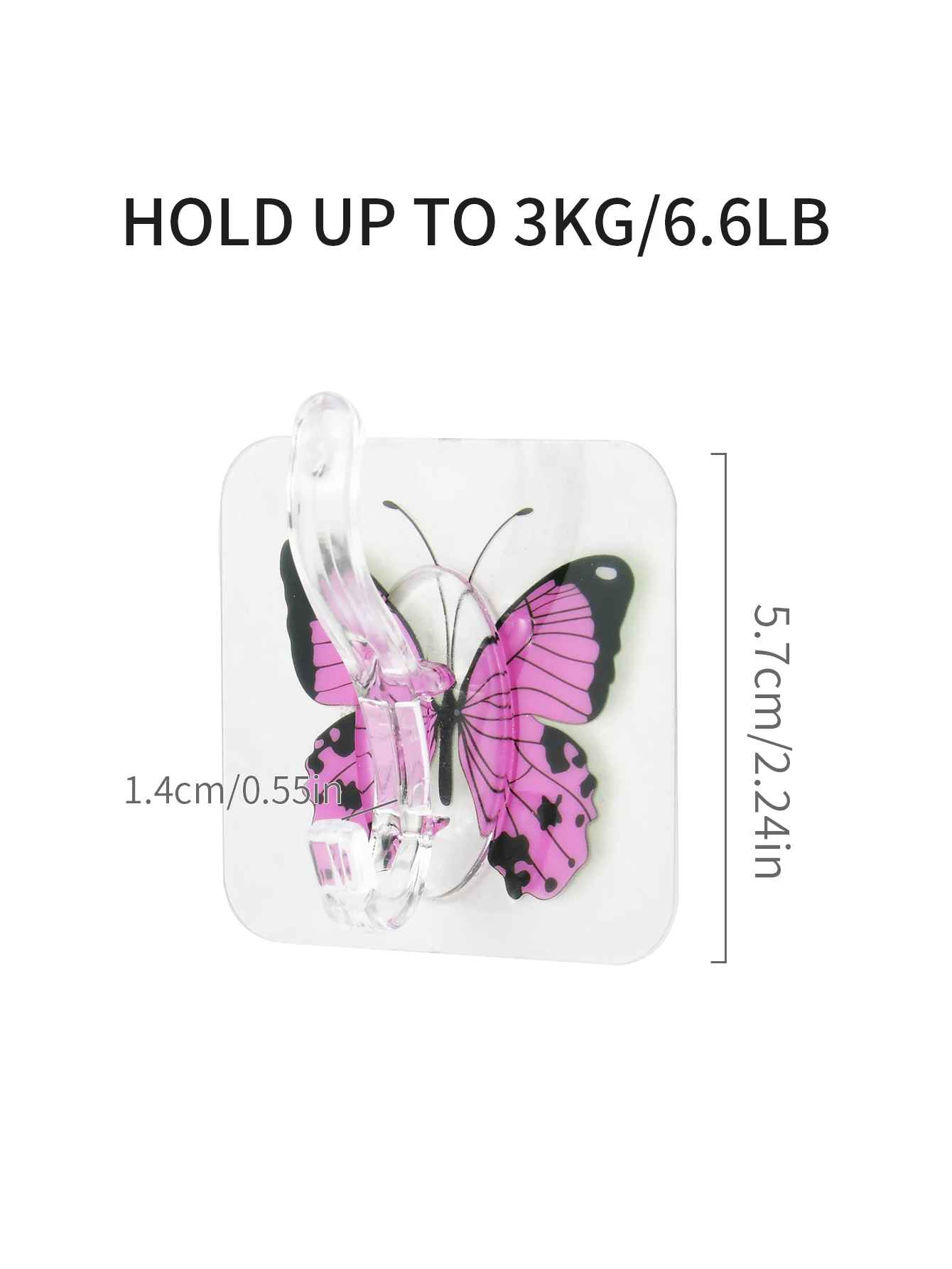 Butterfly Pattern Random Acrylic Non Punching Plastic Hooks For Clothes Hats, Bedrooms Bathroom Walls Universal Strong Adhesive