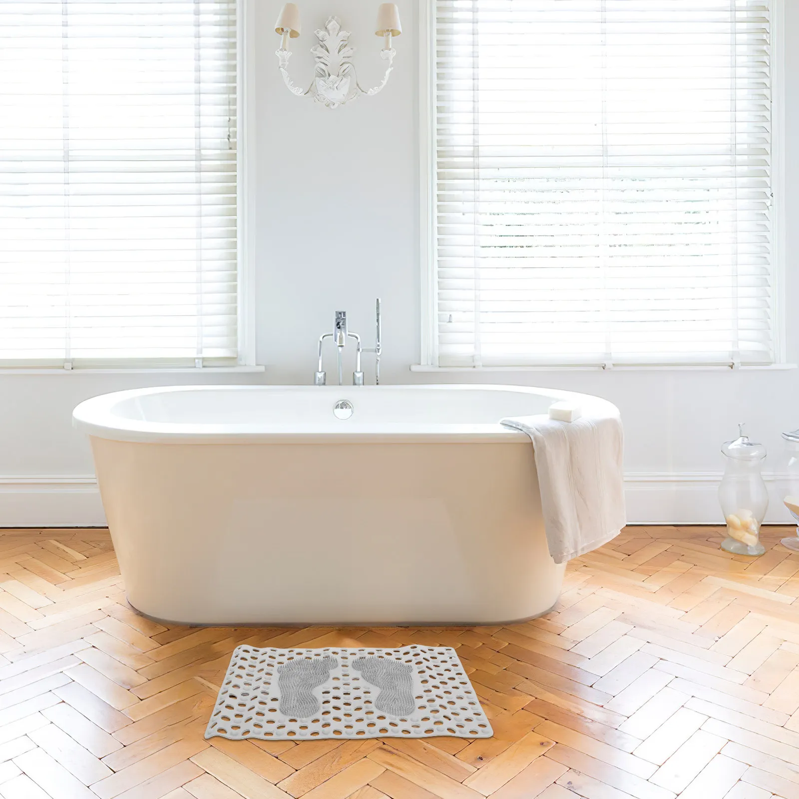 

Противоскользящий массажный коврик TPE для ванной и душа с присосками, многоразовый, удобный, для пола в ванной комнате