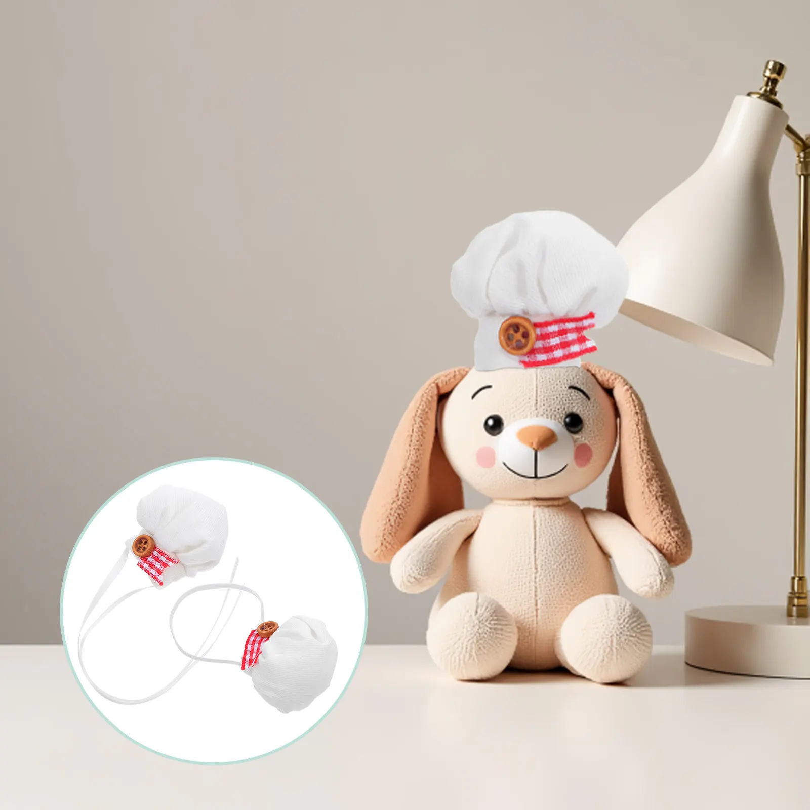 

2Pcs Hat for Stuffed Animals Tiny Kitchen Cooking Cap Elastic Band Fit 10-15Cm Dress Up Accessory Decorative