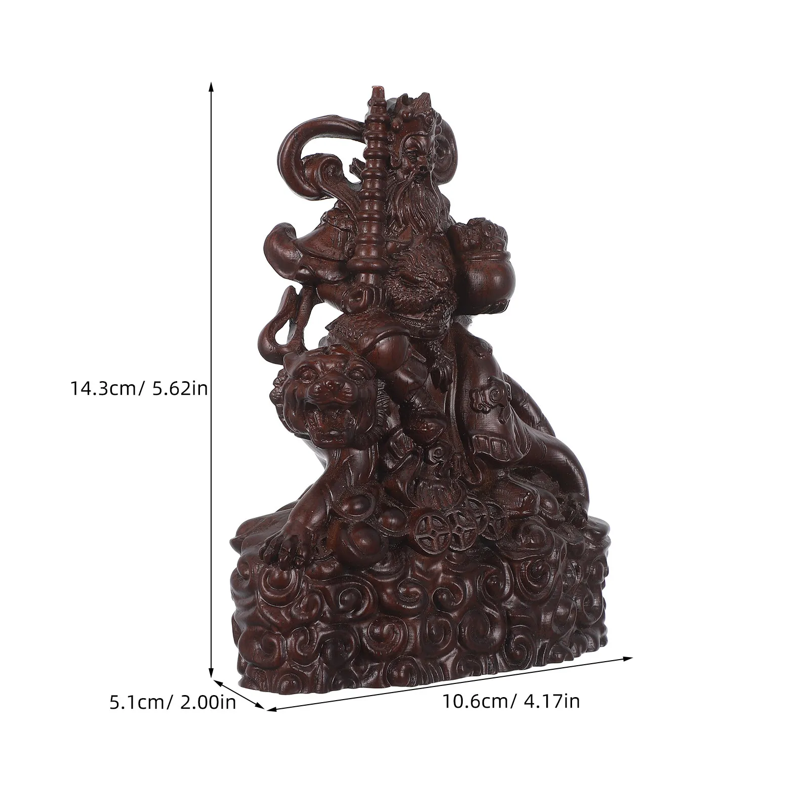 Premium Ebony Wood Fortune God Gongming Sculpture Cai Shen Traditional Chinese Prosperity Statue for Business Wealth