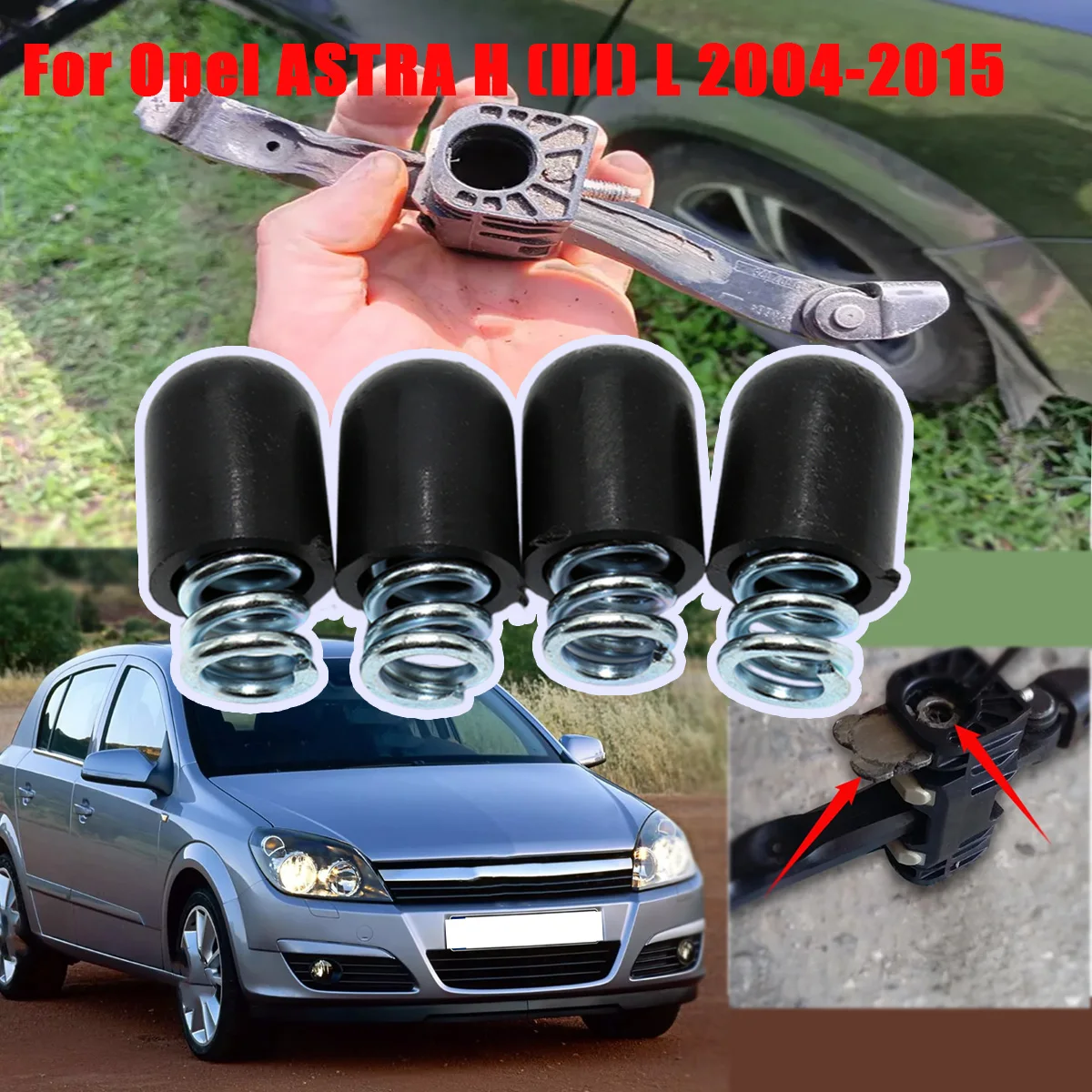 

4kit For Opel ASTRA H 2004 2005 2006 2007 2008-2015 New Door Check Strap Limiter Repair Kit Stopper Damping Spring Clips Black