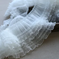 10CM Wide Modern Embroidery Flower Tulle Lace Fabric Trim Ribbon DIY Sewing Ruffle Applique Collar Fringe Wedding Decor