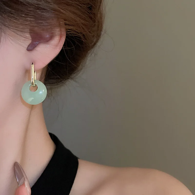 العرقية نمط السلامة مشبك الزجاج كريستال أقراط للنساء شقة مستديرة على شكل حرف U أقراط مجوهرات الزفاف هدية عيد الميلاد